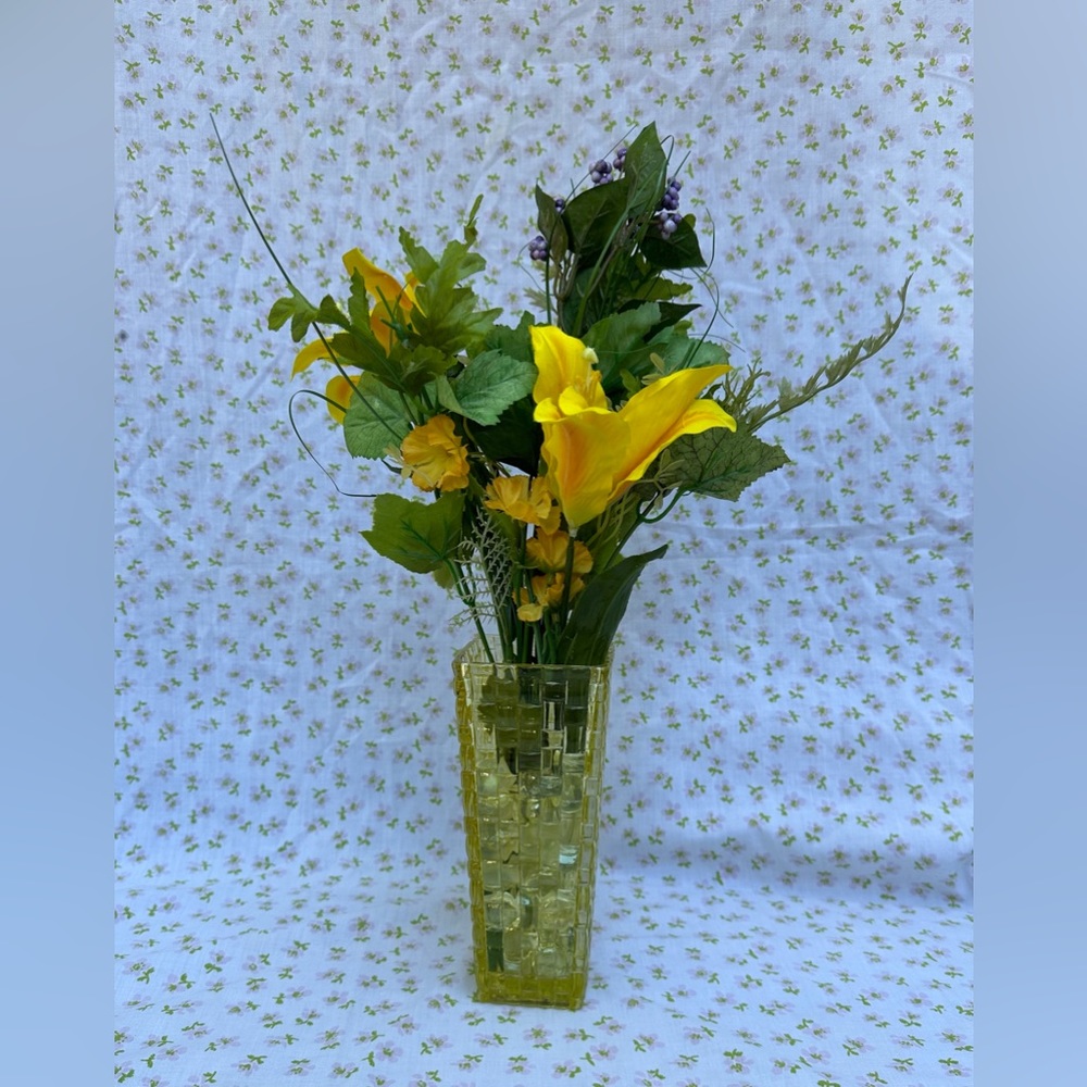Yellow Basketweave Vase